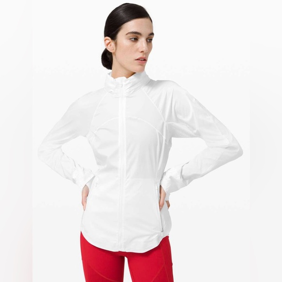 Lululemon Goal Smasher White Lightweight Hooded Jacket Size